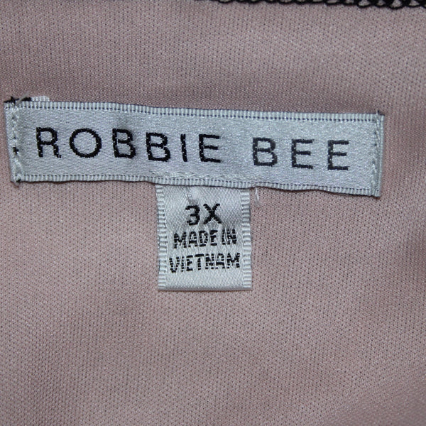 Robbie Bee Dress NEW $79 Sz 3X Black White Gold Multi Floral Poly Spandex Dress