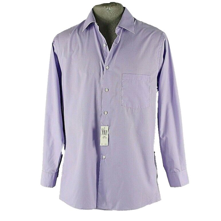 Van Heusen NEW $60 Sz M 15 32 33 R Orchid Lavender Cotton Bld Poplin Shirt