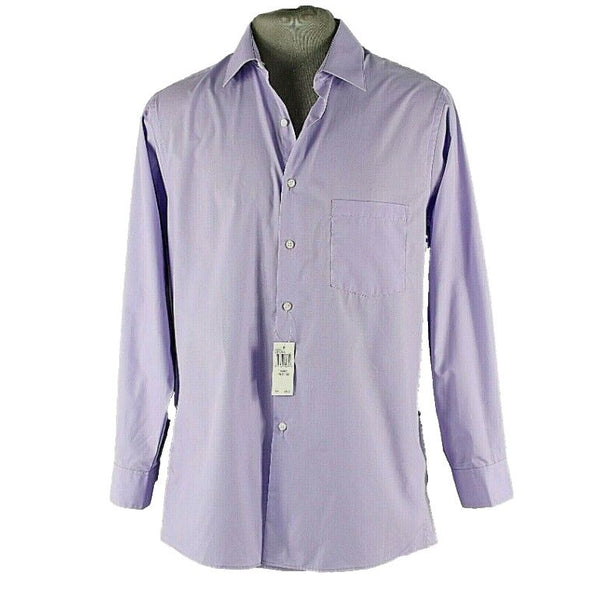 Van Heusen NEW $60 Sz M 15 32 33 R Orchid Lavender Cotton Bld Poplin Shirt