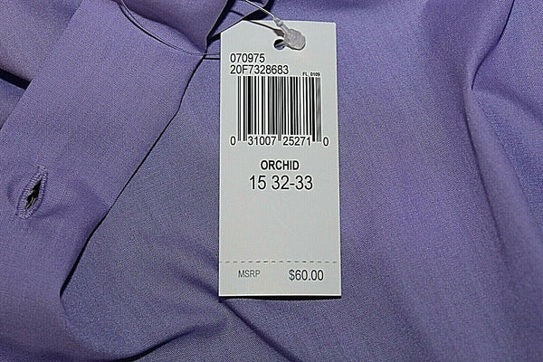 Van Heusen NEW $60 Sz M 15 32 33 R Orchid Lavender Cotton Bld Poplin Shirt