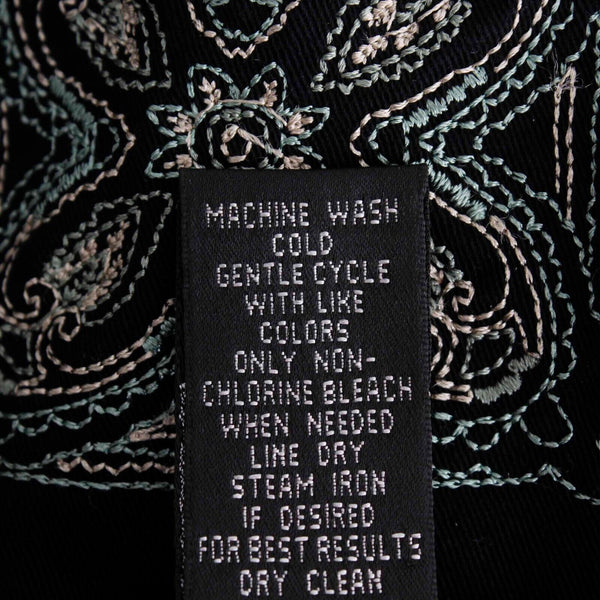 Geoffrey Beene Sz 14 Black Multi Embroidered Pencil Cotton Blend Skirt