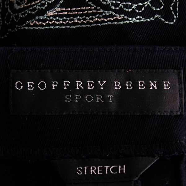 Geoffrey Beene Sz 14 Black Multi Embroidered Pencil Cotton Blend Skirt