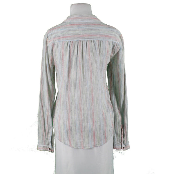 Holding Horses Sz 8 White Multicolor Collared Button Up 100% Cotton Top