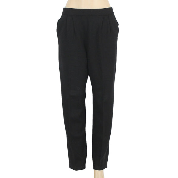 St John Sz 6 x 26 Black Elastic Waist Pockets Pleated Santana Knit Pant