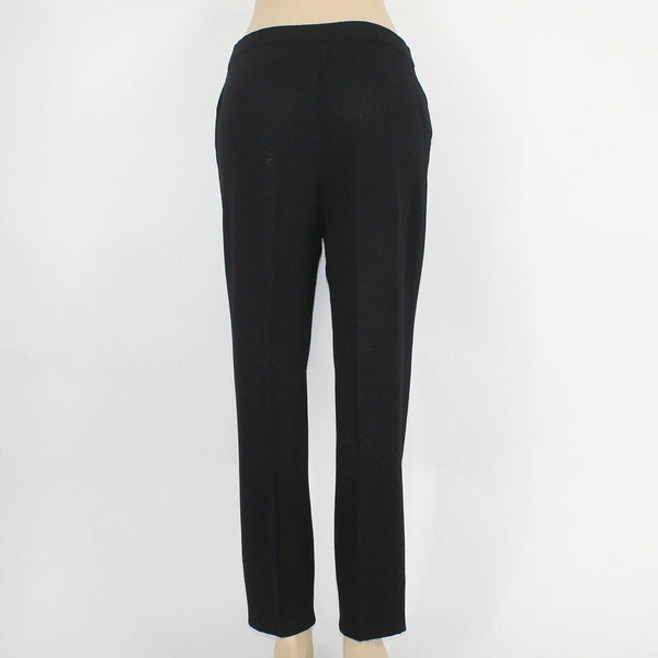 St John Sz 6 x 26 Black Elastic Waist Pockets Pleated Santana Knit Pant