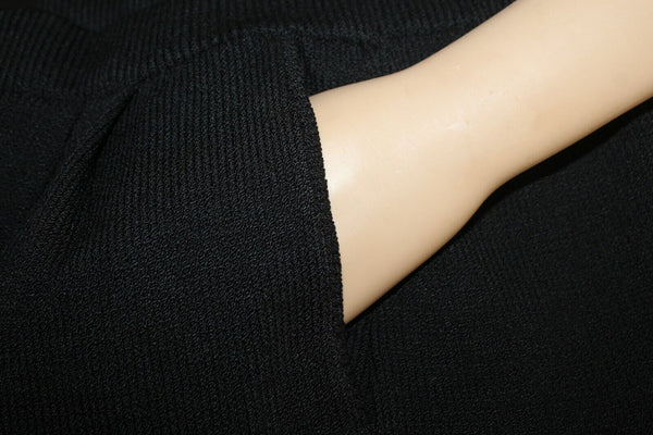 St John Sz 6 x 26 Black Elastic Waist Pockets Pleated Santana Knit Pant