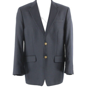 Club Room Sz 42R Navy Blue Gold Button 100% Wool Lined Blazer Jacket