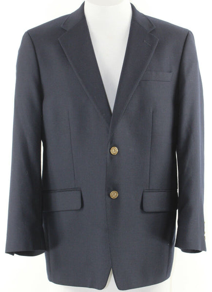 Club Room Sz 42R Navy Blue Gold Button 100% Wool Lined Blazer Jacket