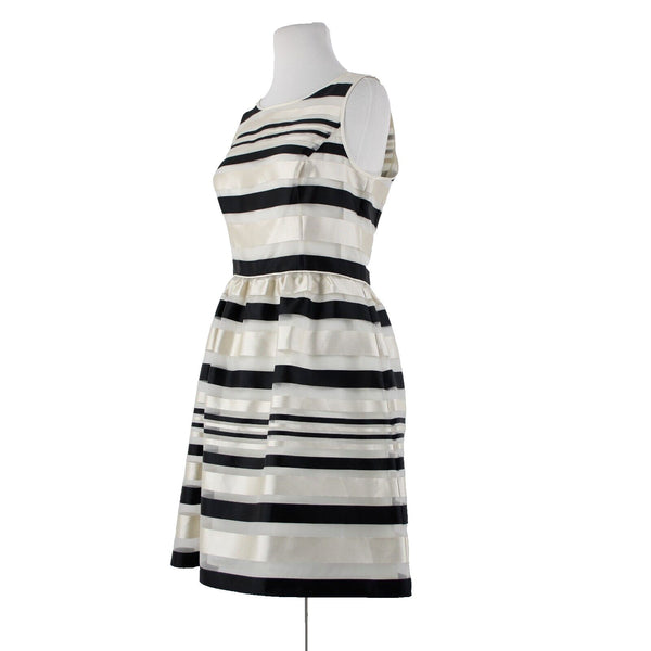 Banana Republic NEW $90 Sz 6 Cream Black Striped Lined Sleeveless Rayon Dress