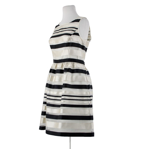 Banana Republic NEW $90 Sz 6 Cream Black Striped Lined Sleeveless Rayon Dress