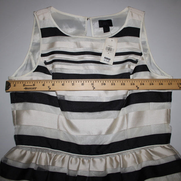 Banana Republic NEW $90 Sz 6 Cream Black Striped Lined Sleeveless Rayon Dress