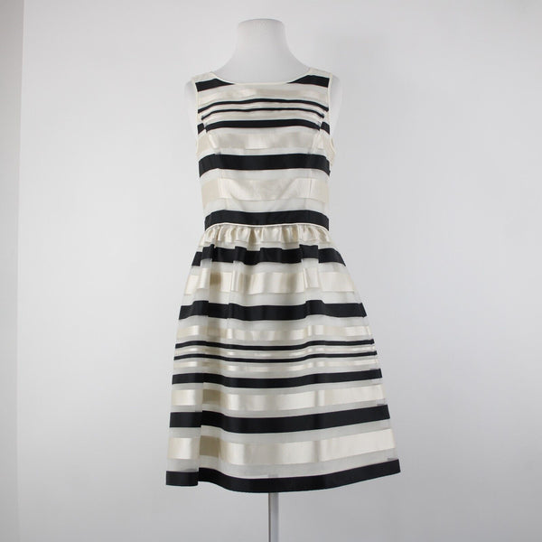 Banana Republic NEW $90 Sz 6 Cream Black Striped Lined Sleeveless Rayon Dress