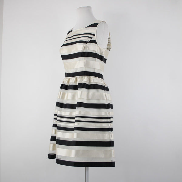 Banana Republic NEW $90 Sz 6 Cream Black Striped Lined Sleeveless Rayon Dress