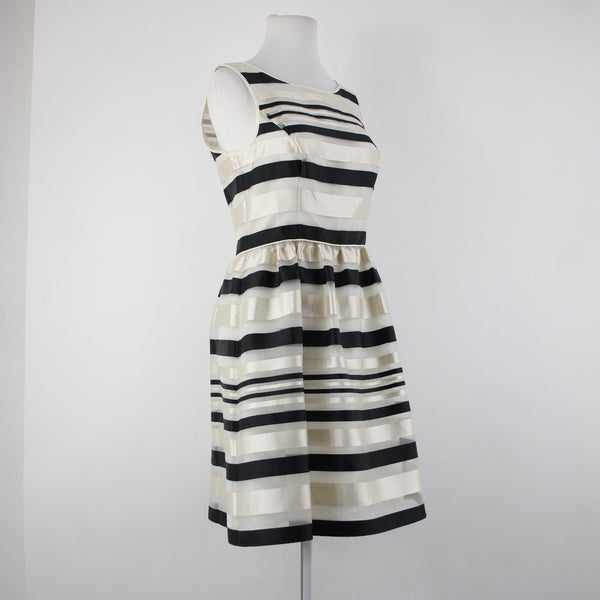 Banana Republic NEW $90 Sz 6 Cream Black Striped Lined Sleeveless Rayon Dress
