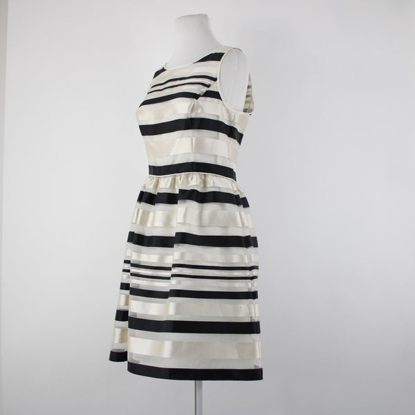 Banana Republic NEW $90 Sz 6 Cream Black Striped Lined Sleeveless Rayon Dress