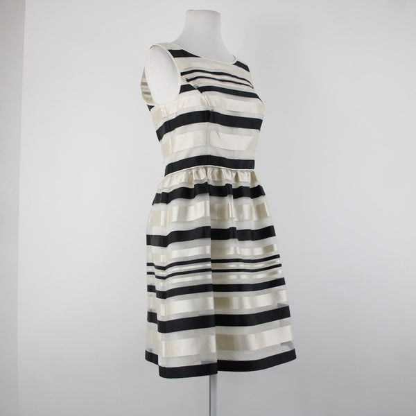 Banana Republic NEW $90 Sz 6 Cream Black Striped Lined Sleeveless Rayon Dress