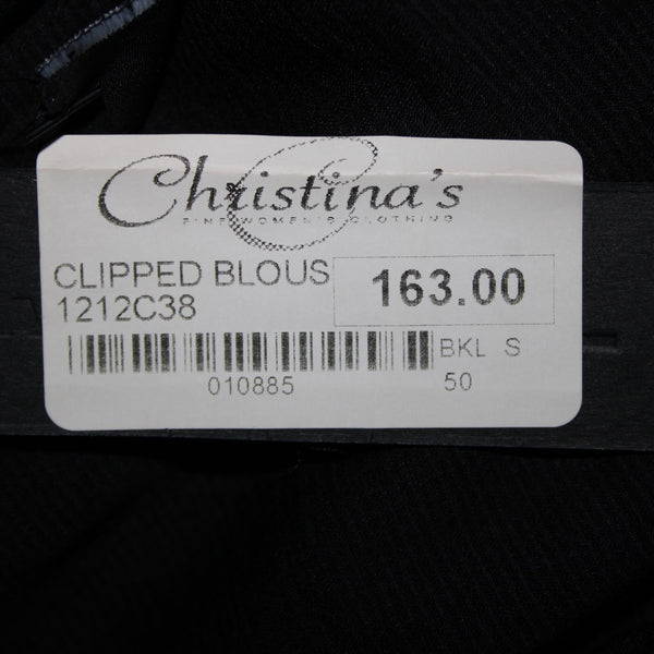 Isda Co NEW $163 Clipped Sz S Black Sheer V Neck Short Sleeve Poly Cotton Top
