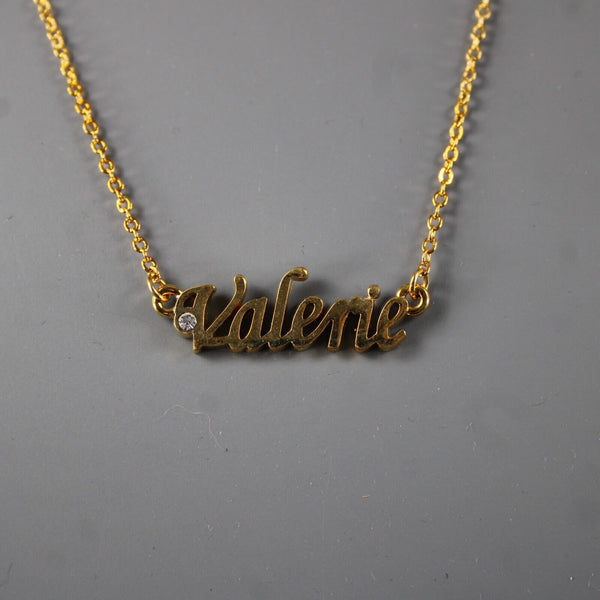 VALERIE NEW Name Goldtone Rhinestone Accent 14.5" w 4.5 Multi Ring Ext Necklace