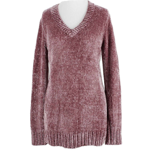 Orvis NEW Sz M Lavender Rose Chenille V Neck 100% Polyester Sweater