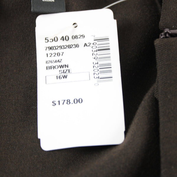 Saks Fifth NEW $178 Sz 16W X 31 Brown Side Zip Polyester Viscose Dress Pant