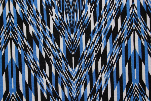 AGB Sz M Blue Black White Poly Blend Butterfly Sleeve Top