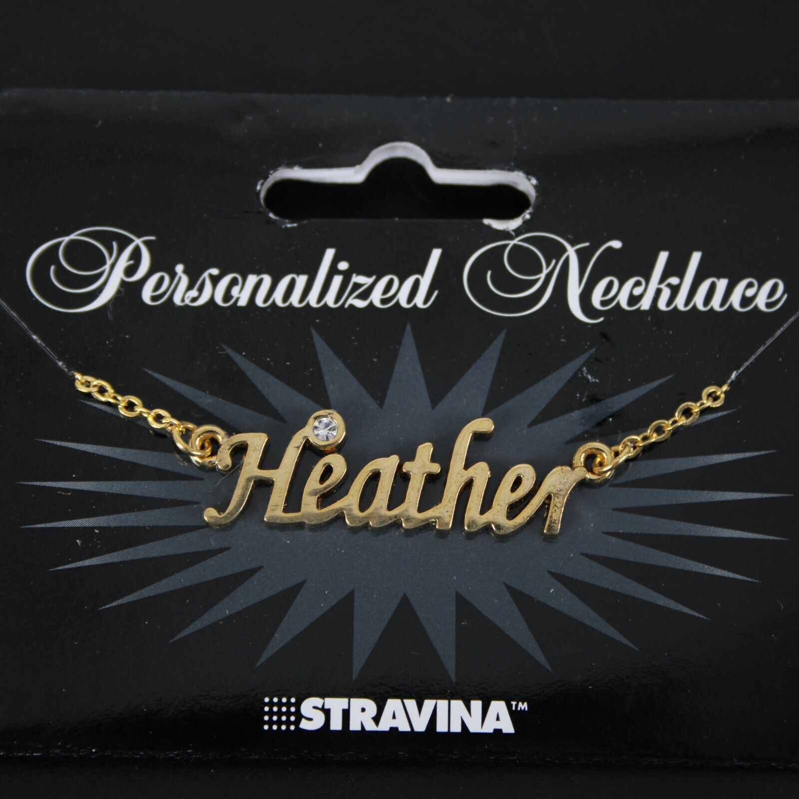 HEATHER NEW Name Goldtone Rhinestone Accent 14.5" w 4.5" Multi Ring Ext Necklace