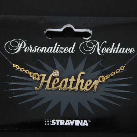HEATHER NEW Name Goldtone Rhinestone Accent 14.5" w 4.5" Multi Ring Ext Necklace