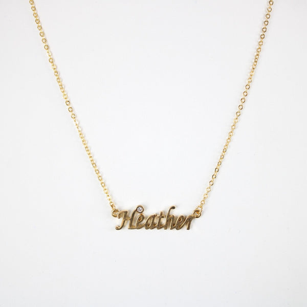 HEATHER NEW Name Goldtone Rhinestone Accent 14.5" w 4.5" Multi Ring Ext Necklace