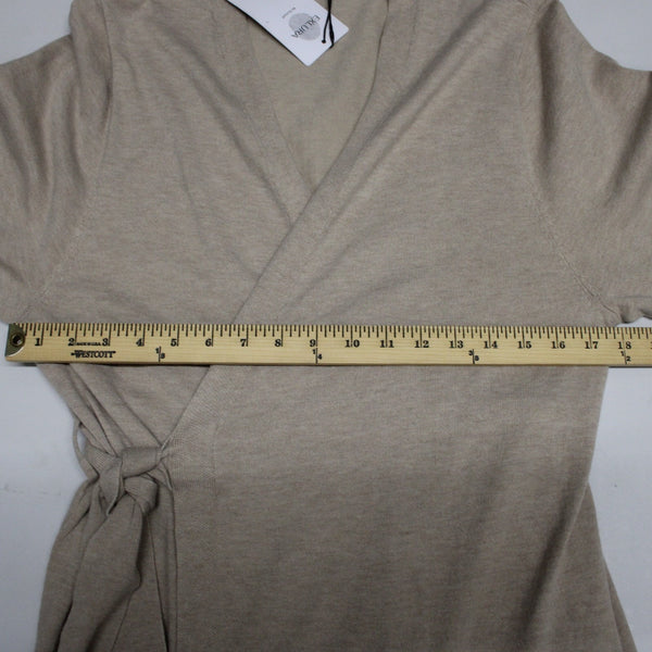 Exlura NEW Oatmeal Tan Knit Wool Blend Tie Wrap Belted Robe Dress