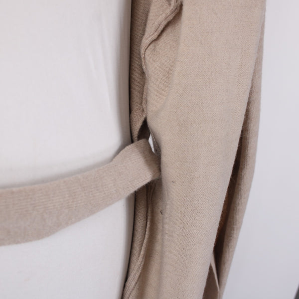 Exlura NEW Oatmeal Tan Knit Wool Blend Tie Wrap Belted Robe Dress