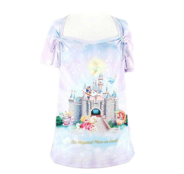 Disney NEW $30 Sz M Lavender Multi The Happiest Place On Earth! Poly Top