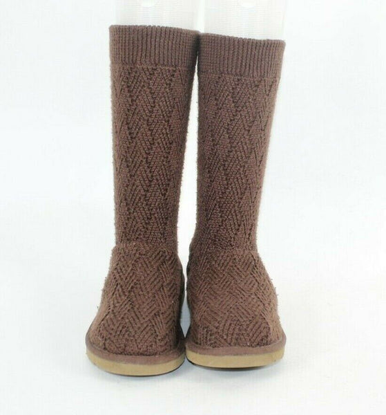 Ugg Sz 5 Brown Pull On Genuine Sheep Skin Rubber Sole Boot