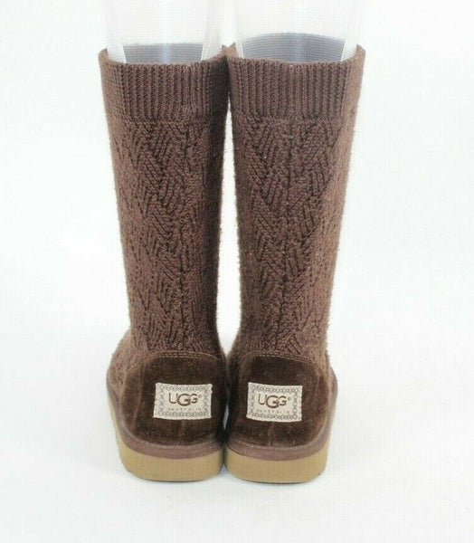 Ugg Sz 5 Brown Pull On Genuine Sheep Skin Rubber Sole Boot