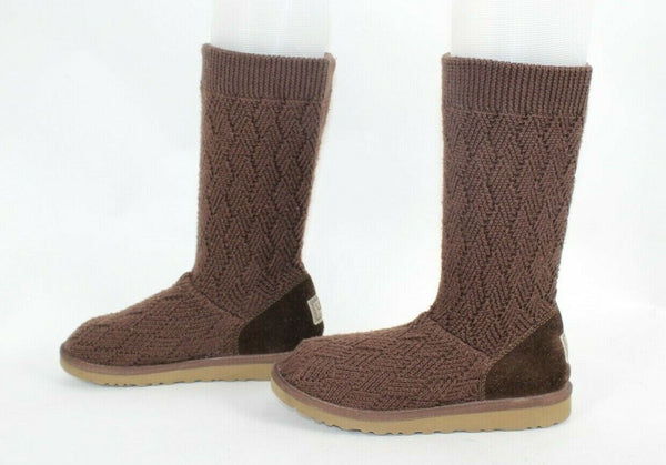 Ugg Sz 5 Brown Pull On Genuine Sheep Skin Rubber Sole Boot