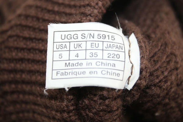 Ugg Sz 5 Brown Pull On Genuine Sheep Skin Rubber Sole Boot