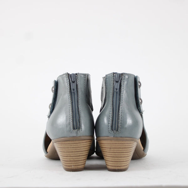 Earth Vicki Wide Sz 11 D Moroccan Blue Leather Upper Inner 2" Heel