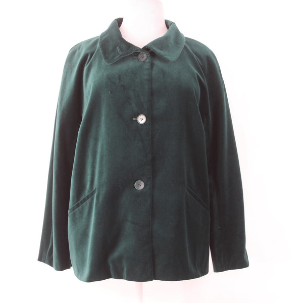 Talbots Jacket NWOT Sz 22W Green Velour Collared Pockets Cotton Polyester Jacket