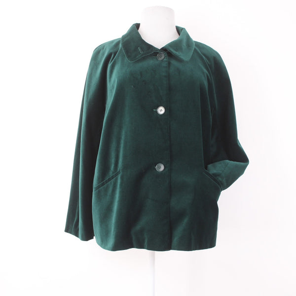 Talbots Jacket NWOT Sz 22W Green Velour Collared Pockets Cotton Polyester Jacket