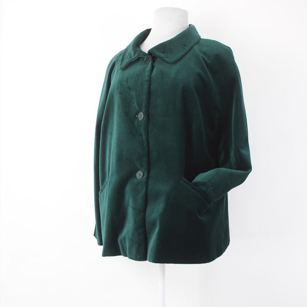Talbots Jacket NWOT Sz 22W Green Velour Collared Pockets Cotton Polyester Jacket