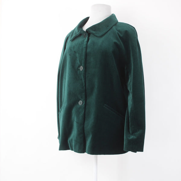 Talbots Jacket NWOT Sz 22W Green Velour Collared Pockets Cotton Polyester Jacket