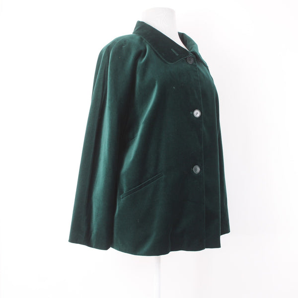 Talbots Jacket NWOT Sz 22W Green Velour Collared Pockets Cotton Polyester Jacket