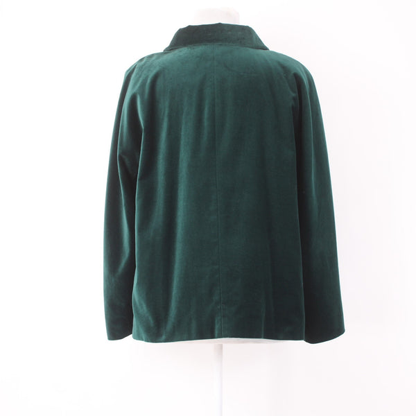 Talbots Jacket NWOT Sz 22W Green Velour Collared Pockets Cotton Polyester Jacket
