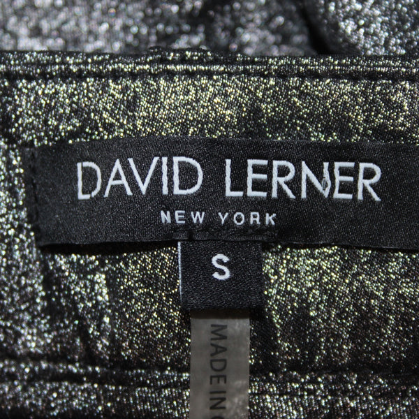 David Lerner Crop Pant Sz S x 26 Charcoal Black Silver Metallic 100% Poly Capri