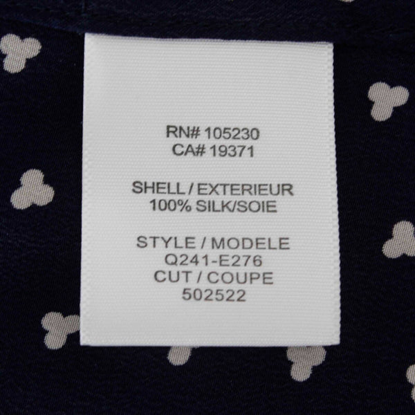 Equipment Femme Sz M Navy Blue Multi Pullover Button Tab Hi Lo Silk Top