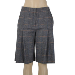 Rag Bone NEW $325 Sz 2 x 11 Gray White Blue Orange Plaid Pleat Tweed Wool Short
