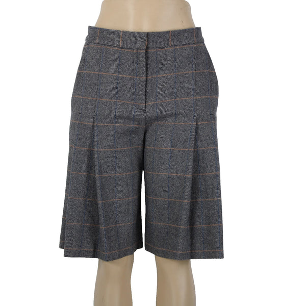 Rag Bone NEW $325 Sz 2 x 11 Gray White Blue Orange Plaid Pleat Tweed Wool Short