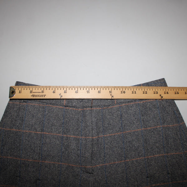 Rag Bone NEW $325 Sz 2 x 11 Gray White Blue Orange Plaid Pleat Tweed Wool Short