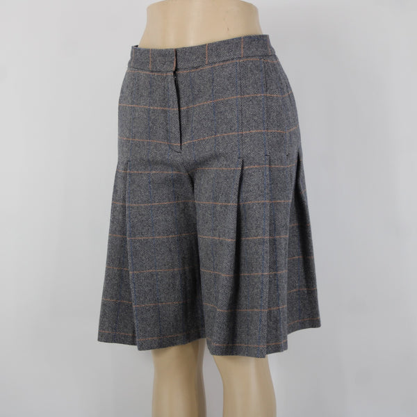 Rag Bone NEW $325 Sz 2 x 11 Gray White Blue Orange Plaid Pleat Tweed Wool Short