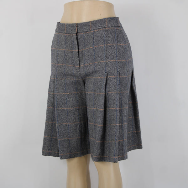 Rag Bone NEW $325 Sz 2 x 11 Gray White Blue Orange Plaid Pleat Tweed Wool Short