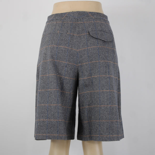 Rag Bone NEW $325 Sz 2 x 11 Gray White Blue Orange Plaid Pleat Tweed Wool Short